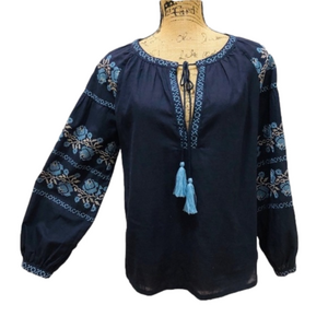 COWGIRL Legend Embroidered Boho Tassel Tie Top NWT